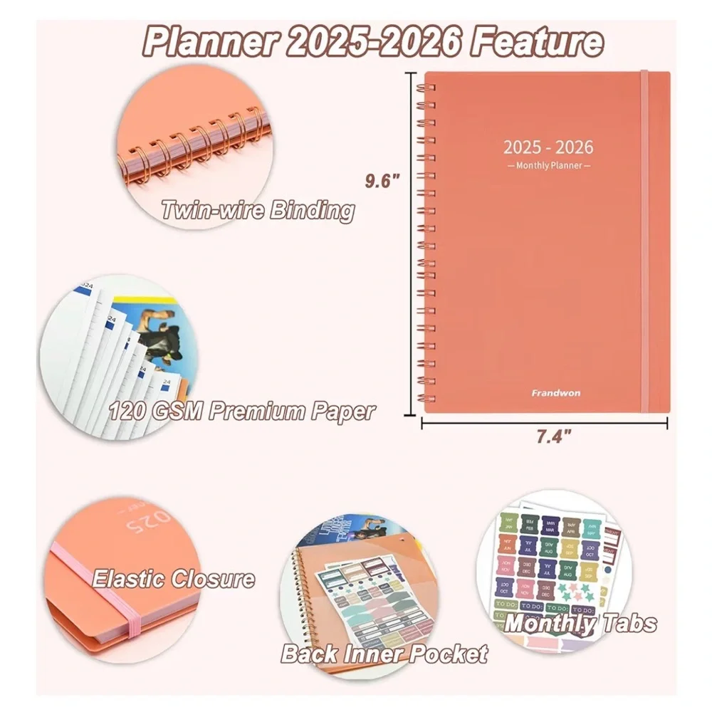 Coral Monthly Planner 2025-2026